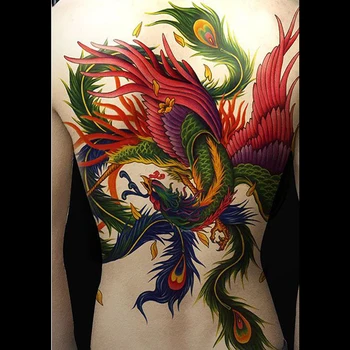 De înaltă calitate super-mare tatuaj fals pe piept plin spate tatuaje temporare impermeabil pasărea phoenix crap dragon colorate tatuaj mare