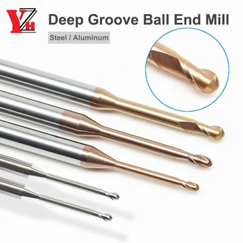 Deep Groove Ball End Mill 2 Flaut HRC55 Micro-diametru CNC Gât Lung Timp Clearance-ul R0.1 R0.15 R0.2 R0.3 R0.4 R0.5 R0.75 R1 R1.5
