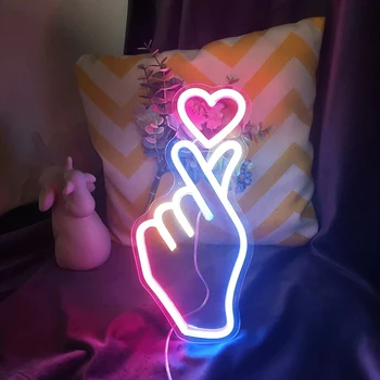 Degetul Inima de Dragoste Personalizate, Semne de Neon de Artă Vizuală Bar Decor Flexibil Semn Decor de Perete de Lumină LED Neon Semn Cadouri de Ziua Îndrăgostiților 1