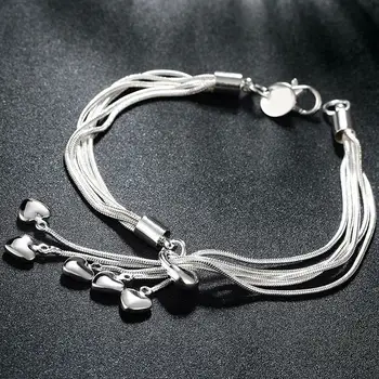 Delicate, Elegante Cinci Inimi Femei Bratara Argint 925 Bijuterii Lanț De Șarpe Brățară Doamnelor Calitate De Top 1