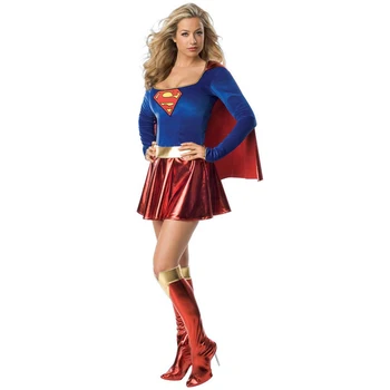 Deluxe Halloween Supergirl Costum Adult Femei Super-Erou Superwoman Rochie Fancy 9