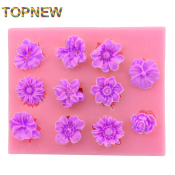 Diferite forme de flori 3D din silicon tort fondant de decorare mucegai instrumente 2386 12