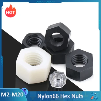 DIN934 Alb/Negru/Clar Nailon Piulita de Plastic de Izolare Filet Metric Piulițe Hexagonale M2 M2.5 M3 M4 M5 M6 M8 M10 M12 M14-M20 7