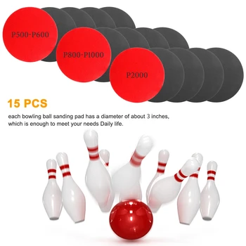 Diposlong 15buc Bowling Burete hartie abraziva de Lustruire de Slefuire de Slefuire Disc de Șlefuit cu Hârtie Abrazivă Instrument P500-P600 P800-P1000, P2000 4