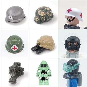 DIY Casca Pălărie Viziune de Noapte Costum de Armură Accesorii Soldat Militare WW2 Model de Bloc de Caramida Copii Pentru Copii Jucarie 14