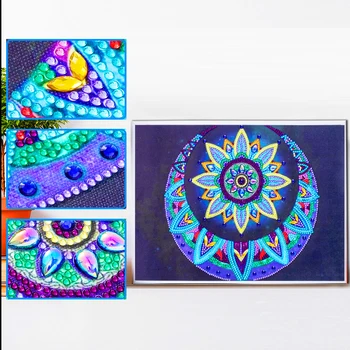 DIY Diamant Pictura Formă Specială Luna Mandala Diamant Broderie Mozaic Imagine cu o Floare Stras Arta de Perete 9