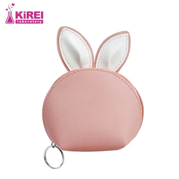 Doamnelor moda drăguț PU roz de iepure ureche poseta de monede student compact si portabil-cheie sac de depozitare 14