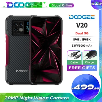 DOOGEE V20 5G Telefon Robust 8+256GB 64MP Camera 6000mAh Telefon 5G 6.43