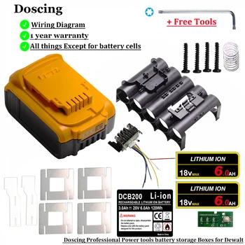 Doscing DIY DCB200 Baterii Reîncărcabile Caz de Plastic PCB Circuit Pentru Dewalt 18V 20V 3.0 Ah 4.0 Ah Li-Ion 10