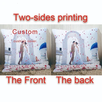 Două părți de imprimare Personalizate pernele de acoperire cu fotografiile de nunta Text, Logo sau Imagine De 18