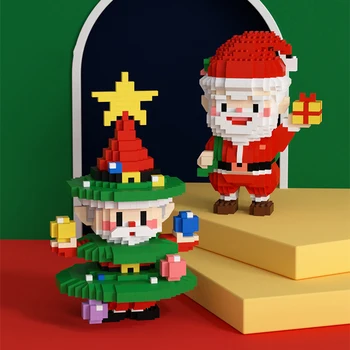 Drăguț Moș Crăciun Pom de Craciun Mini-Blocuri Asamblate de Desene animate 3D Model Figura Micro Caramida Jucarii Pentru Copii, Cadouri 9096 7