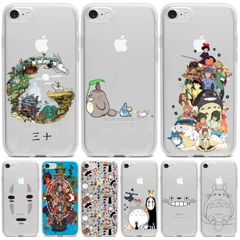 Drăguț Totoro Spirited Away Ghibli Miyazaki Anime Nici o Fata Moale Caz Clar de Telefon Pentru iPhone 12 11 14 Pro 7 8 Plus 13 XS XR Max 1
