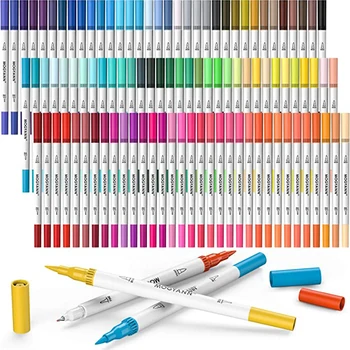 Dual Perie Pixuri Markere 100 de Culori Arta Marker Perie & Vârful Fin Arta de Colorat, Markere pentru Copii Adult Carte de Colorat obiecte de Artă 1