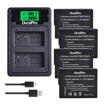 DuraPro 1400mAh DMW-BLC12 DMW-BLC12E Baterie DMW BLC12 BLC12E Bateria + Incarcator pentru Panasonic FZ1000 FZ200 FZ300 G5 G6 G7 GH2 16