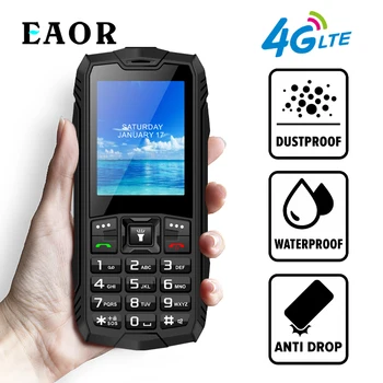 EAOR 4G Caracteristică Telefon rezistent la apa Praf Anti-căderea Telefon Robust 2500mAh Baterie Mare Dual SIM Tastatura Telefon cu Orbire Lanterna 2