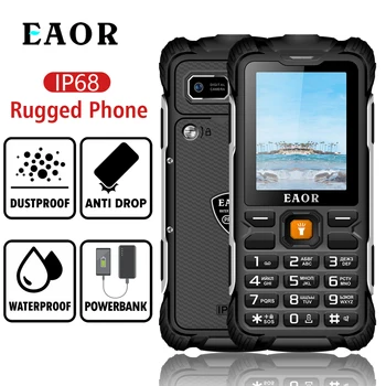 EAOR Dual SIM Card 2G Telefon Robust IP68 Apă/Praf-dovada Telefon Caracteristică 3000mAh Baterie Încărcare Inversă Tastatura Telefon cu Lanterna
