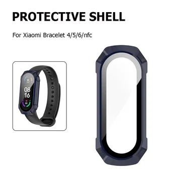 Ecran Protector Caz Acoperire pentru Xiaomi Mi Band 4/5/6/NFC Smart Bratara Bratara de Protectie din Sticla Temperata Film