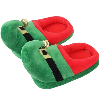 Elf De Crăciun Bumbac Papuci De Casă Amuzant Adult De Iarnă Acasă Pantofi 2022 Moda Bell Împodobită Cu Perne Unic Cald Homewear Papuci 2