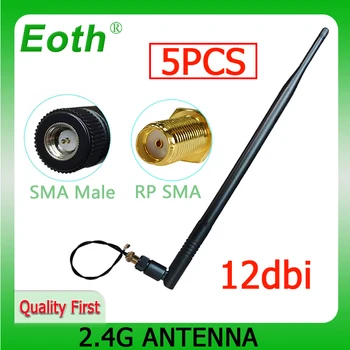 EOTH 5pcs 2.4 g antenă 12dbi sma male wlan wifi 2.4 ghz antene retelistica IPX ipex 1 SMA female coadă Cablu de Extensie multe module antena