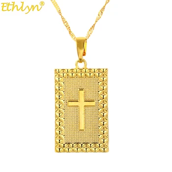 Ethlyn Nou Cruce Creștină Pandantive ,Femeile de Culoare de Aur a Creștinismului Crucifix Religioase Bijuterii Charm Pandantiv Isus cadouri P141 12