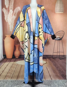 Europa 2022 Moda Animală, Mătase Imprimate de Vară pe Plajă Sexy Lady Kimono-uri Casual, Kuweit Femeilor Musulmane Caftan Cardigane Pentru Vacanță 10