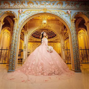 Fanshao wd294 Quinceanera Rochie de Flori Scumpete Dulce De 15 Fete Rochie de Printesa vestidos de aniversarea estidos alin 15 ñera