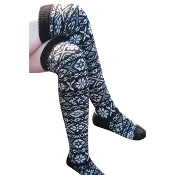 Femei Gros Cald Tricotate Șosete Ciorapi de Crăciun mai Sus de Genunchi-Lungime Fulg de nea Tipărite Șosete, Accesorii de Îmbrăcăminte y2k ' 90 15