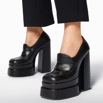 Femei Nou Rezistent La Apa De Mare Tocuri Pompe Square Toe Din Piele Platforma Slip-On Pantofi Lady Casual Pantofi Sexy Dimensiuni Mari 34-43 3