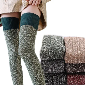 Femei Toamna Iarna Tricotate Prelungirea Îngroșarea URI Simple, de Culoare Solidă Coapsei Ciorapi Înalt Șosete de Bumbac Picior Cald Șosete 16