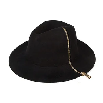 Fermoar 2021 superficial fedora pălărie retro pălărie de lână doamnelor Europene punk lanț noutate capac plat oameni pălărie de moda de stradă sălbatice trend 10