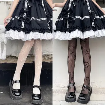 Fete drăguț Lolita Anime Chilot Pentagrama Model Ciorapi Fishnet Negru Ins Stil Ciorapi de Nailon pentru Femei Dresuri Punk Șosete 8