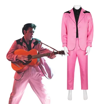 Film Cu Elvis Presley Costum Sacou Costum Roz Bărbați Fashion Idol Tricou Haina Pantaloni Costume Carnaval De Halloween Cosplay Îmbrăcăminte 11