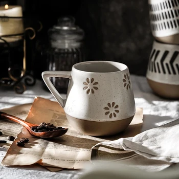 Florale Cani Ceramice, Cani Cu Maner Nordic Geometrie Cana De Cafea Pentru Cafea Ceai Lapte Fulgi De Ovăz Creative Cadouri Drinkware