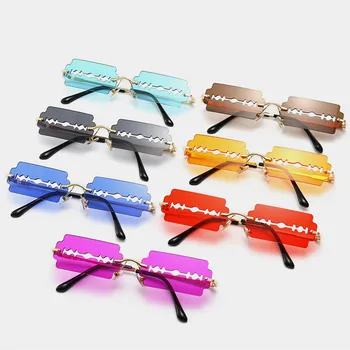 Fără ramă de ochelari de Soare pentru Femei Vintage Unic HollowFishing ochelari de Soare Ochelari de Oameni Fara rama Punk Ochelari Nuante UV400 Ochelari de Șofer 13