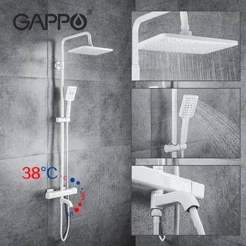 GAPPO alb termostat set de duș cu efect de ploaie set robinet de duș fierbinte și rece robinet de Duș Cadă baterie duș cu termostat 11