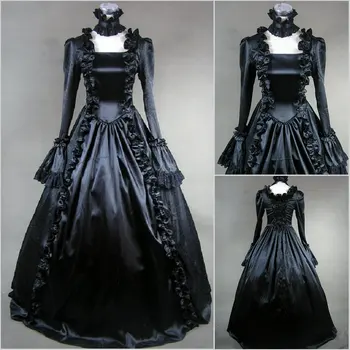 Gotic epocă dulce lolita rochie palatul dantela flare sleeve dark fibră lungă rochie victoriană fata kawaii lolita gotic op cosplay
