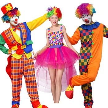 Halloween Sexy Fantezie Clovn Dress Amuzant Circ Zână Printesa De Cosplay, Costume Femei, Bărbați Petrecere De Carnaval Curcubeu Haine De Adult