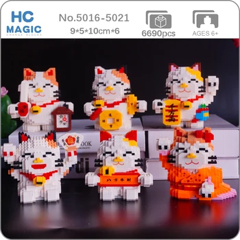 HC Lumea Animală Noroc de Bani de Avere Pisica în condiții de Siguranță de Companie Kimono Fan Bell DIY Mini Diamond Blocuri Caramizi de constructie de Jucarie pentru Copii fără Cutie 5