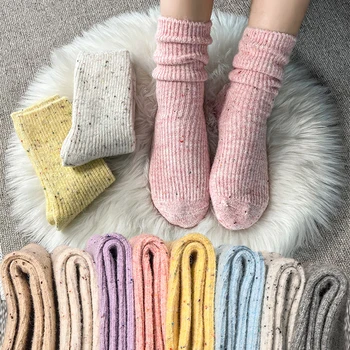 Iarna Gros de Lână Cașmir Femei Sosete Casual Japoneză URI de Modă de Culoare Solidă Mult Șosete Fete Termică a Păstra Cald Crew Sock 7