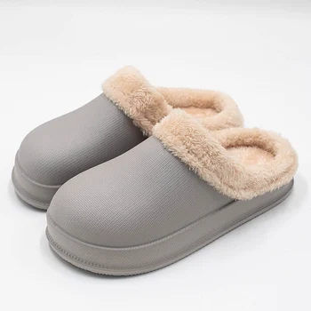 Iarna Impermeabil Papuci Barbati Acasa Cald de Interior, în aer liber Geanta din Piele Cu Pantofi de Bumbac Non-Alunecare, Rezistent la Uzura Acasă Pantofi 16