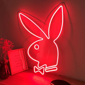 Iepuras Playboy personalizate Personalizate LED Neon Semn de Perete Decor Pentru Bar, Pub, Club Room Cafe Magazin de Ziua de Fundal Lumina de Neon