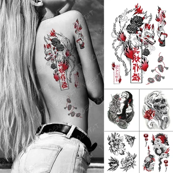Impermeabil Tatuaj Temporar Autocolant De Școală Veche Fox Vraja Flash Tatuaje Ochi De Pisica Craniu Body Art Brațul False, Tatuaj Femei Bărbați 4