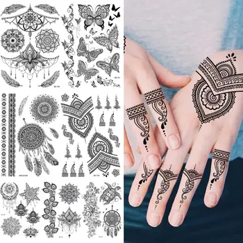 Indian Henna Tribale Tatuaje Temporare Pentru Femei Fete Fluture DreamCatcher Turtle Mandala Autocolant Tatuaj Fals Brațul Tatoo Degetul