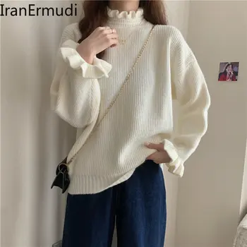 IranErmudi Iarna Cald Pulover Femei Solide Japonia Stil Ciufulit Gros Pulover Tricotate Bluze 2022 Moda Vrac Jumperi Dropship 1