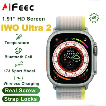 IWO Ultra 2 Ceas Inteligent 49mm Seria 8 1:1 Caz NFC Temperatura de Aliaj de Titan Men Sport Smartwatch rezistent la apa Bluetooth Apel 8