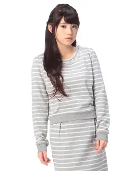 Japonia Liz Lisa VÂNZĂRI Tricotate cu Dungi Dantelă Perla Guler Tricou Maneca Lunga Tee Arc tricou