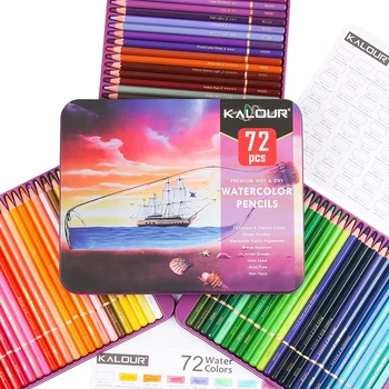 KALOUR 72 Culori Creioane Acuarelă Umed sau Uscat Creion 72 Culori de Ulei Creioane Colorate Desen Creion Pentru Copii, Adulti Incepatori