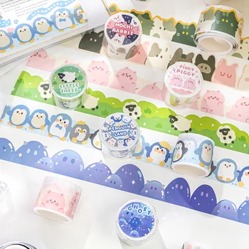 Kawaii Desene Animate Bandă Washi Pisica Drăguț Iepure Pinguin Roz De Porc Etichete Decorative Pentru Scrapbooking Jurnal Cartea-Album De Artă De Meșteșug 6