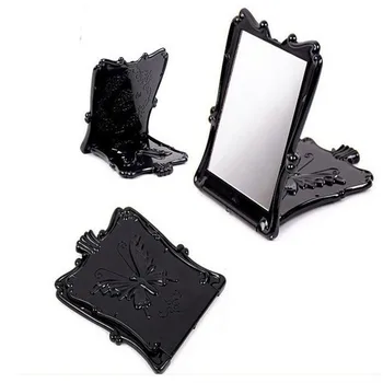 L209 Femei Portabil fluture negru rose cosmetice Moda Negru compact oglindă machiaj elegant cadou Eco-Friendly Plastic