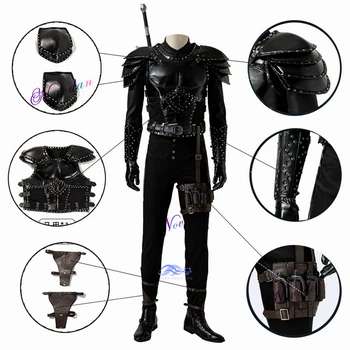 La Witchers Wild Hunt Geralt Cosplay Costum De Lux Din Piele Viking Armură De Cavaler Războinic Luptă Costum Barbatesc Halloween Costum De Petrecere 15